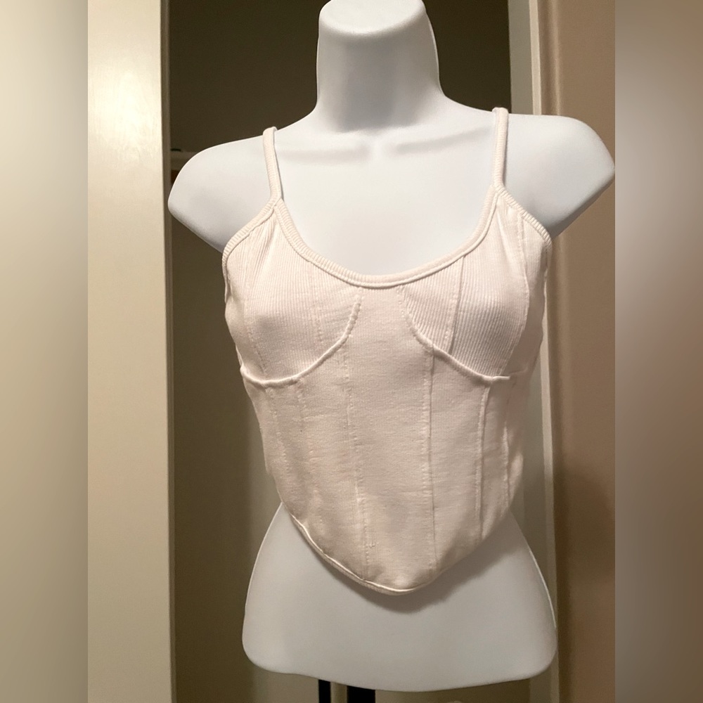 NWOT PrettyLittleThing new white corset style crop